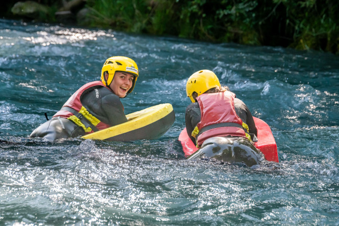 Hydrospeed white-water swimming summer aquatic activity