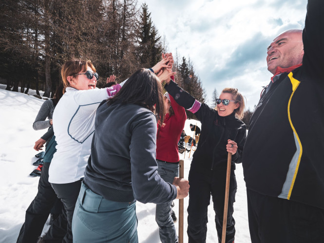 L'entreprise Mountain Collection lors d'un séminaire outdoor aux Arcs avec Evolution 2