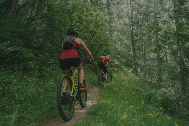 Mountain biking in rainy Chamonix