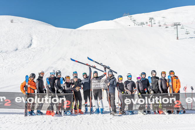 Group photo of the trainees at Pro Outdoor Academy, a ski instructor training center