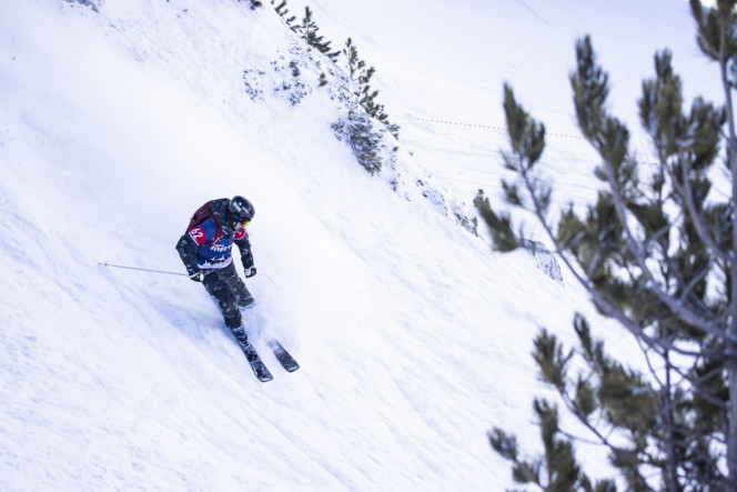 A freerider taking part in the Evolution 2 Freeride Series