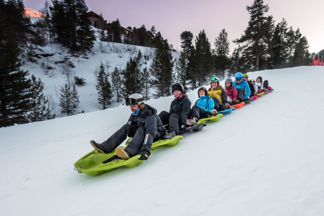 Descente en snakegliss aux Arcs en fin de journée