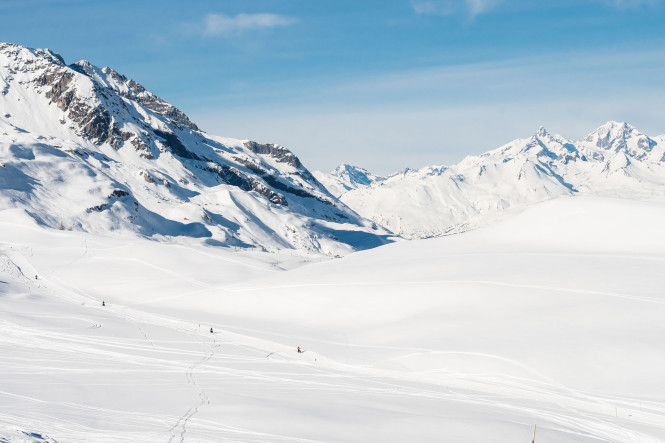 Tignes landscape, mountains and pristine white snow