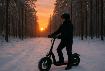 Trottinette au coucher de soleil