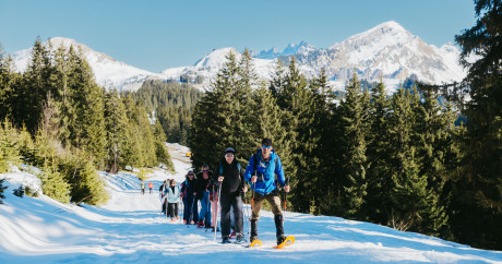 snowshoes, snow, hiking, mountain, course