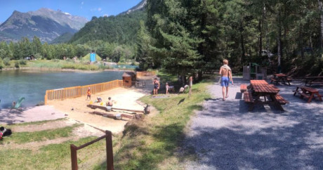 Water games and sandy beach