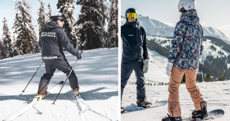 Moniteurs de ski donnant un cours privé à Sainte-Foy Tarentaise en ski et en snowboard