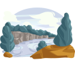 Explore the area between lake and mountains